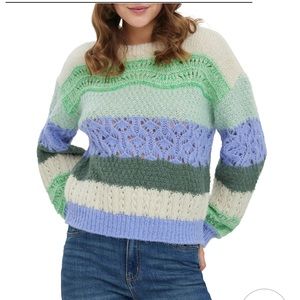 NWT Vero Moda Boho Women’s Crochet Striped Sweater